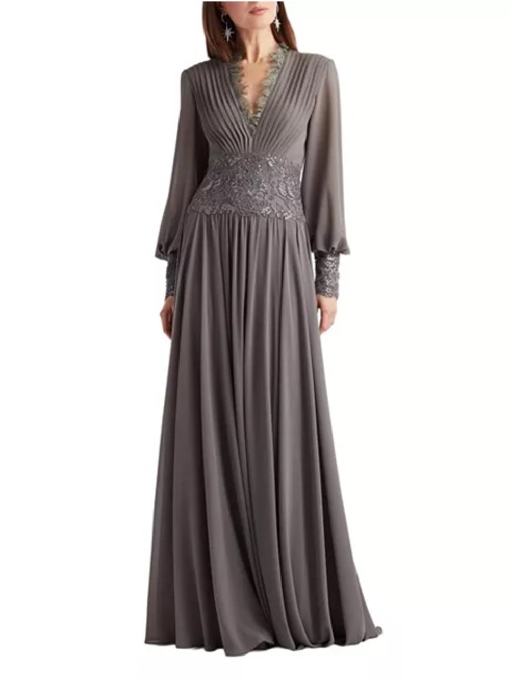 Tadashi Shoji
pleated V-neck maxi dress